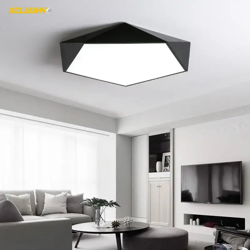 Modern white geometric led ceiling lamp living room angular light
