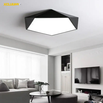 Modern white geometric led ceiling lamp living room angular light