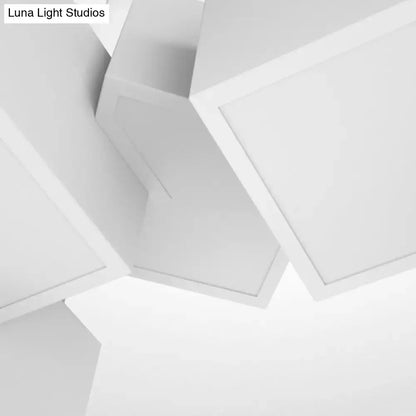 Modern white geometric led island light for kitchen or living room