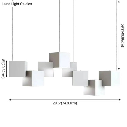Modern white geometric led island light for kitchen or living room