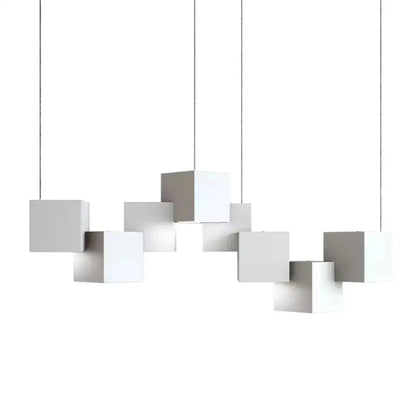 Modern white geometric led island light for kitchen or living room