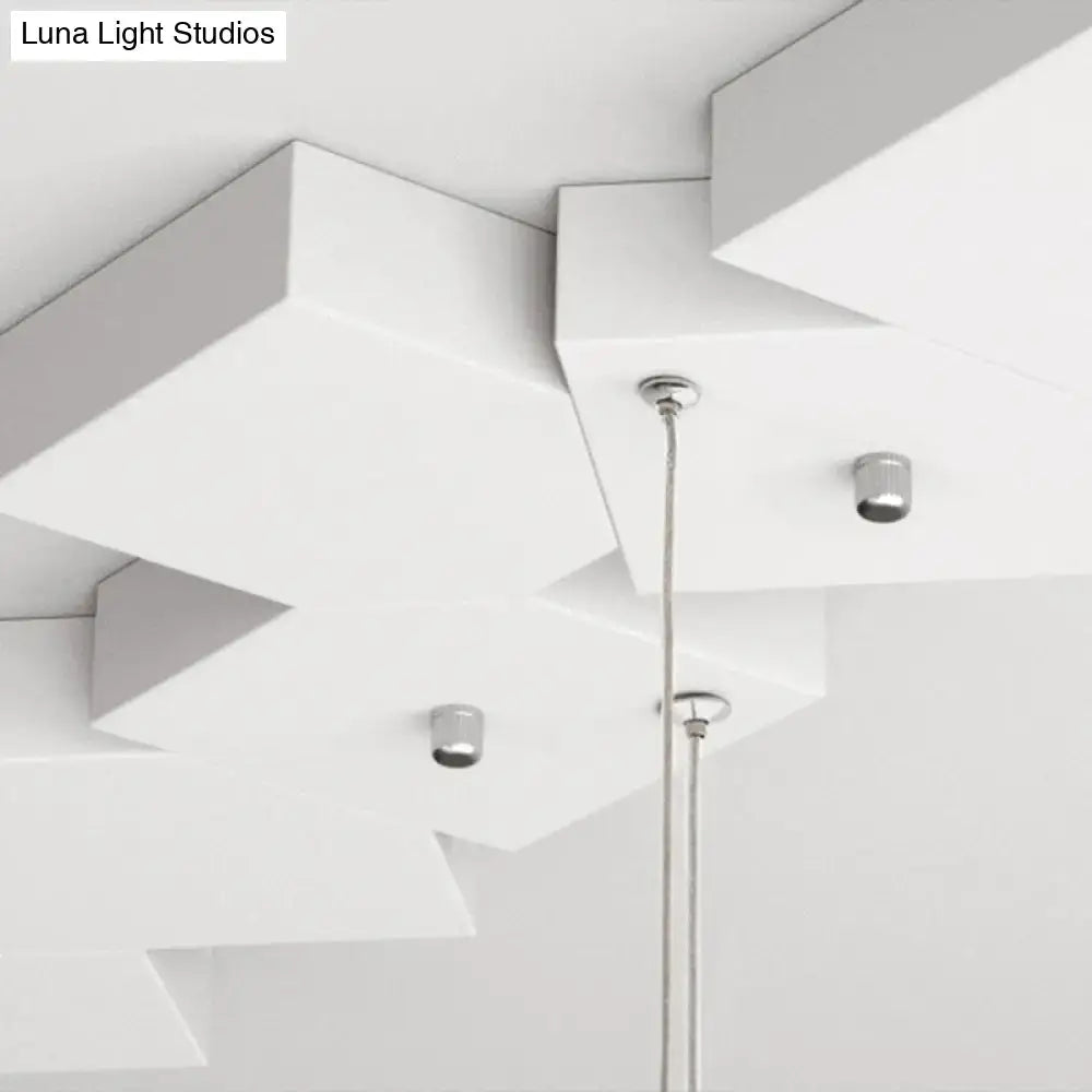 Modern white geometric led island light for kitchen or living room