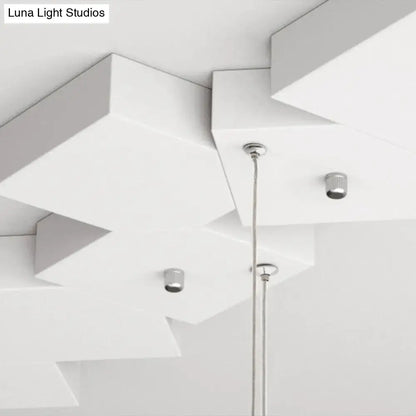 Modern white geometric led island light for kitchen or living room