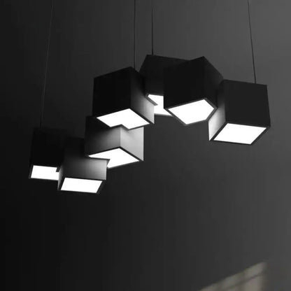 Modern white geometric led island light for kitchen or living room