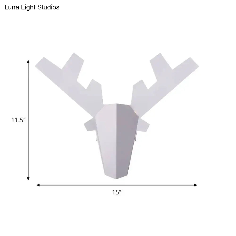 Modern white geometric reindeer wall lamp bedroom sconce light