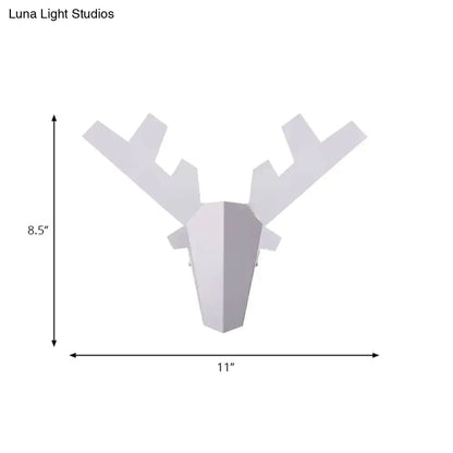 Modern white geometric reindeer wall lamp bedroom sconce light