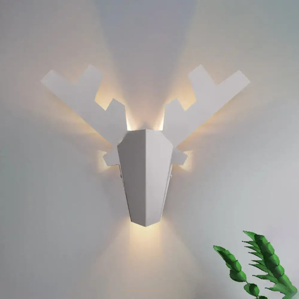 Modern white geometric reindeer wall lamp bedroom sconce light