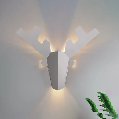 Modern white geometric reindeer wall lamp bedroom sconce light
