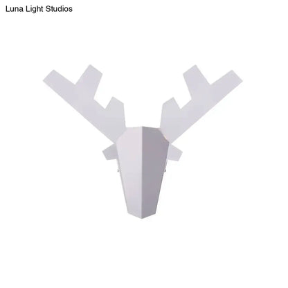 Modern white geometric reindeer wall lamp bedroom sconce light