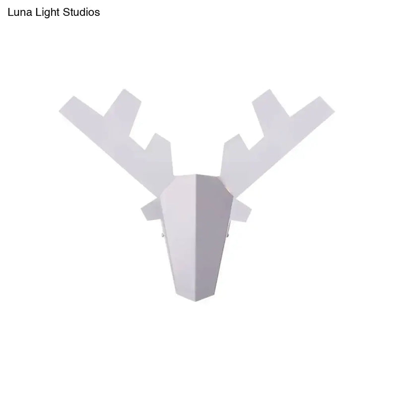 Modern white geometric reindeer wall lamp bedroom sconce light
