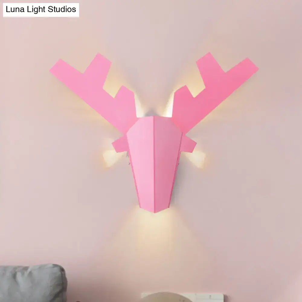 Modern white geometric reindeer wall lamp bedroom sconce light