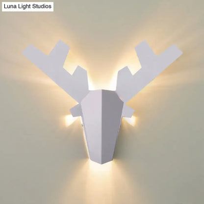 Modern white geometric reindeer wall lamp bedroom sconce light
