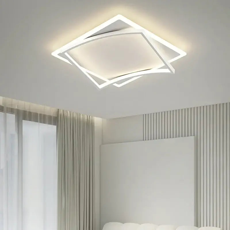 Modern white geometric square led ceiling light for living room