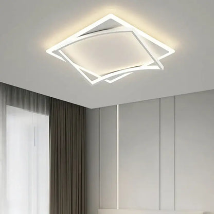 Modern white geometric square led ceiling light for living room