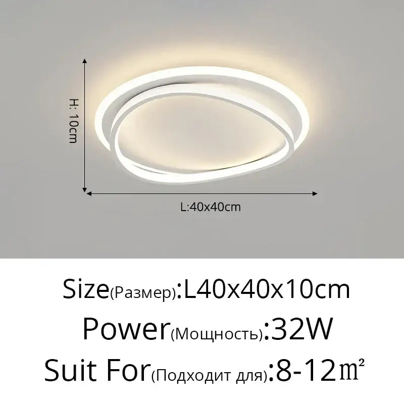 Modern white geometric square led ceiling light for living room