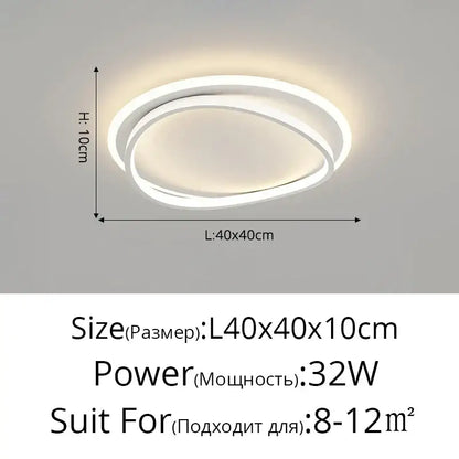 Modern white geometric square led ceiling light for living room
