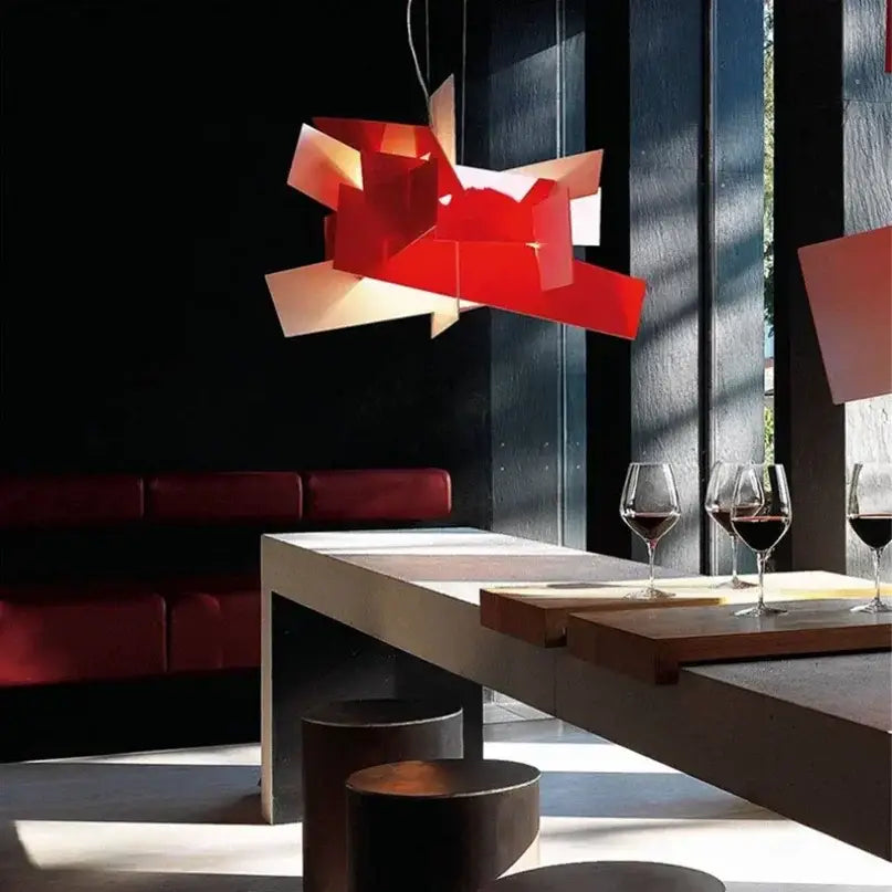 Modern white geometric stacking pendant lamp for living room