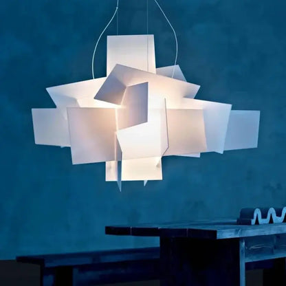 Modern white geometric stacking pendant lamp for living room