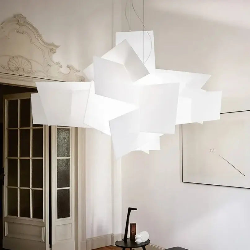 Modern white geometric stacking pendant lamp for living room