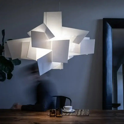 Modern white geometric stacking pendant lamp for living room