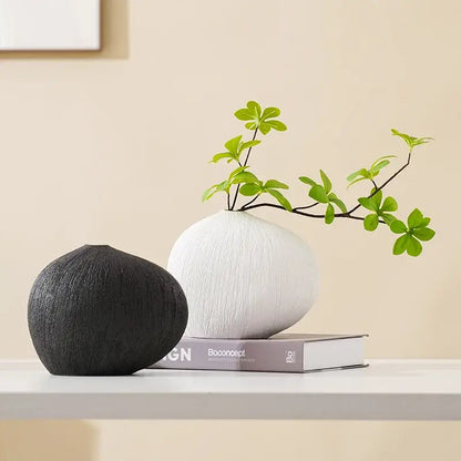 Modern white geometric stripes ceramic vase living room decor