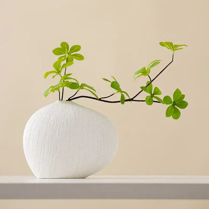 Modern white geometric stripes ceramic vase living room decor