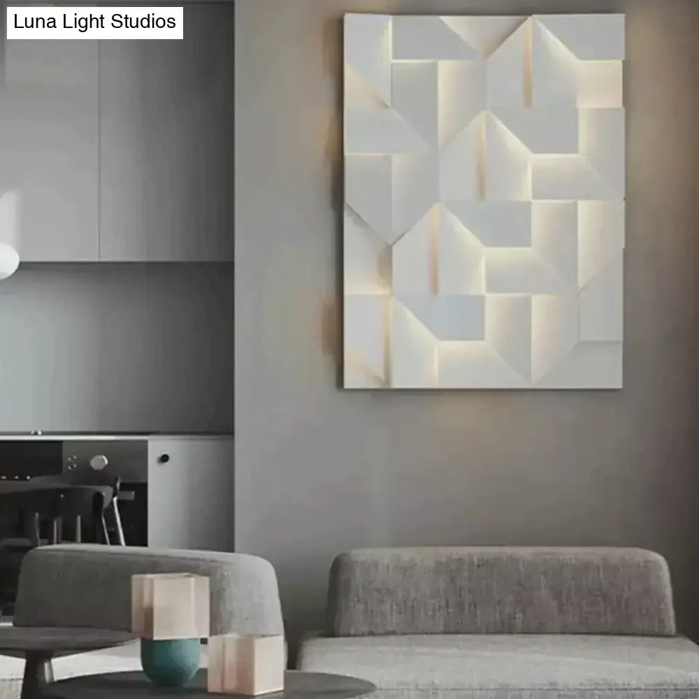 Modern white geometric wall lamp living room illuminated art
