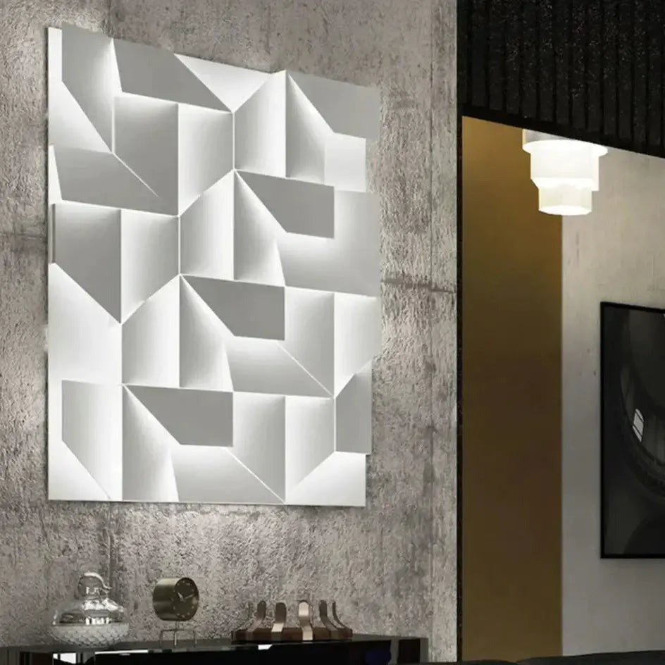 Modern white geometric wall lamp living room illuminated art