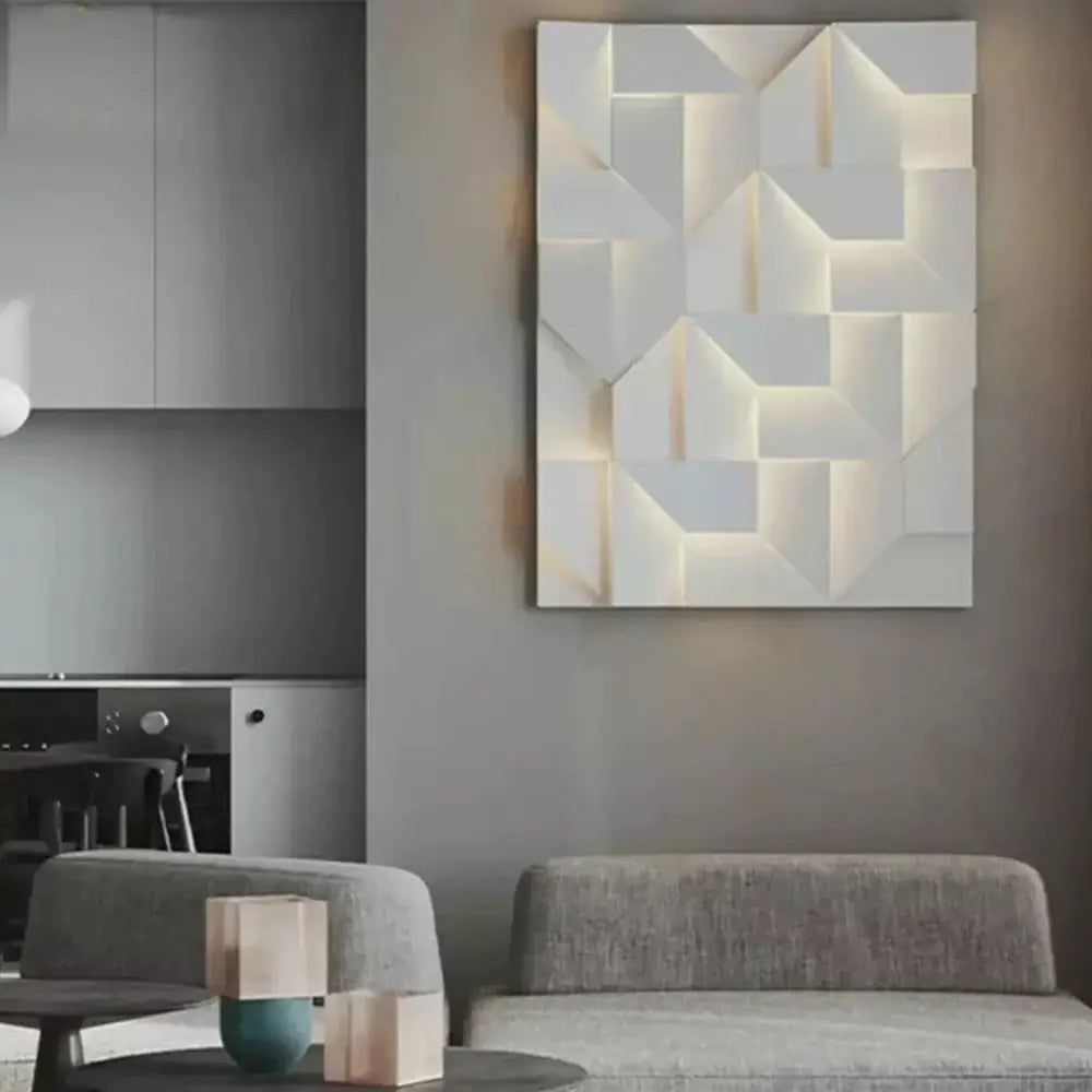 Modern white geometric wall lamp living room illuminated art