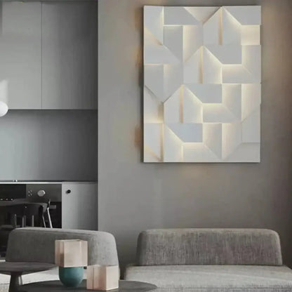 Modern white geometric wall lamp living room illuminated art