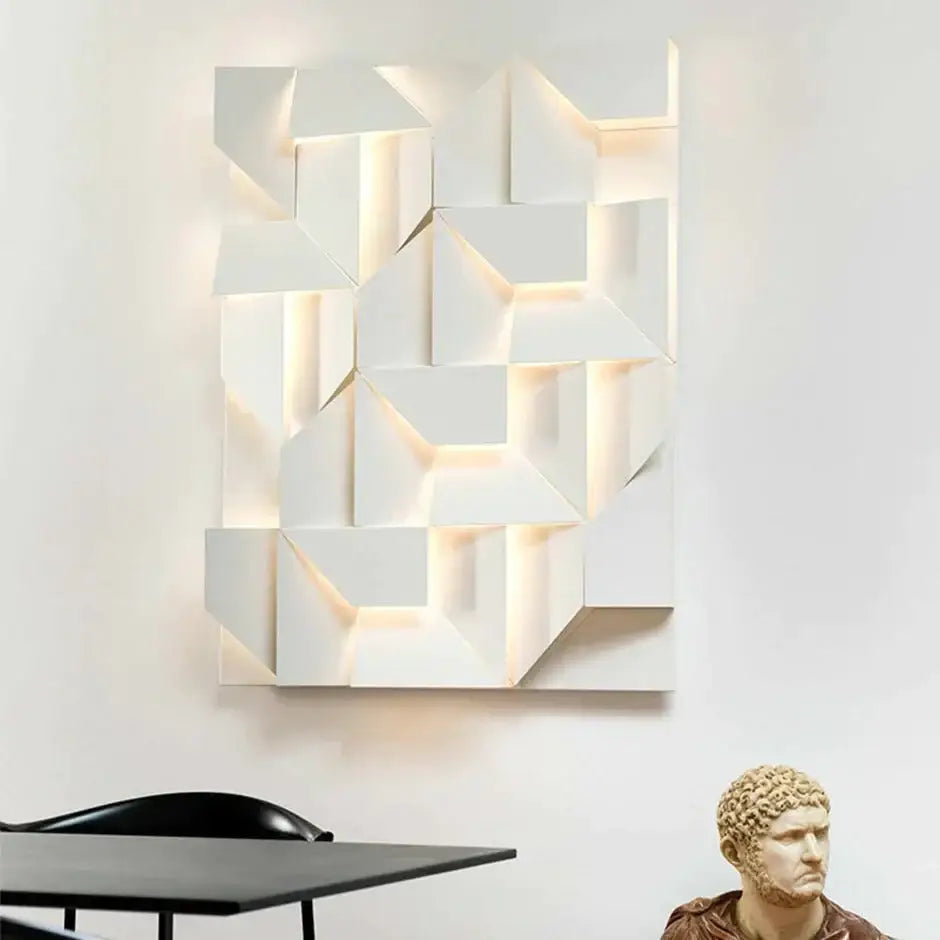 Modern white geometric wall lamp living room illuminated art