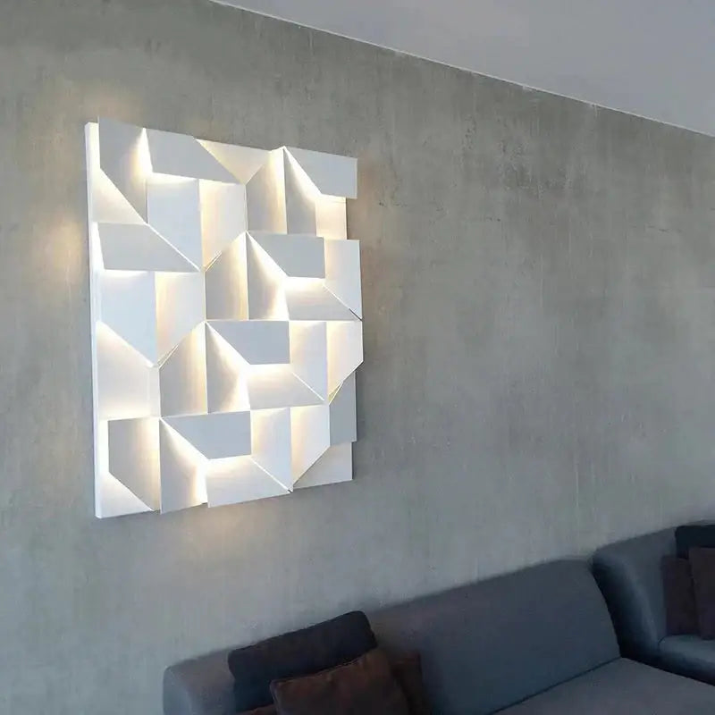 Modern white geometric wall lamp living room illuminated art