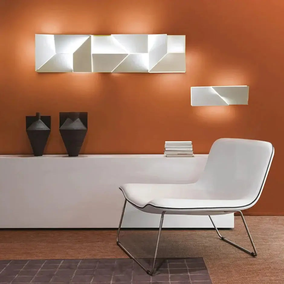 Modern white geometric wall lamp living room illuminated art