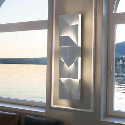 Modern white geometric wall lamp living room illuminated art