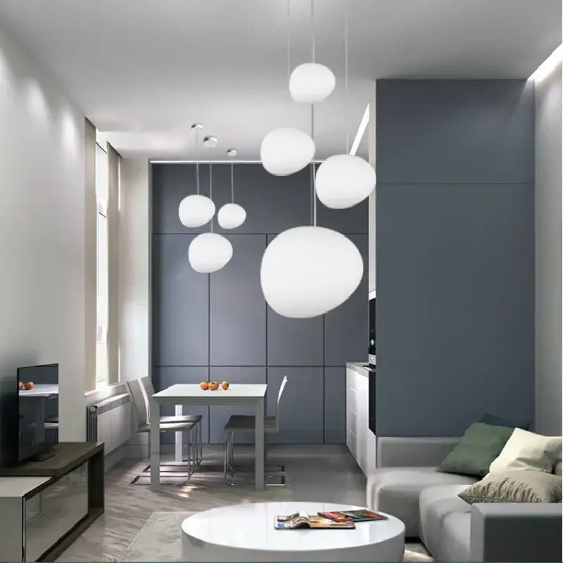 Modern white glass ball led pendant light dining room set