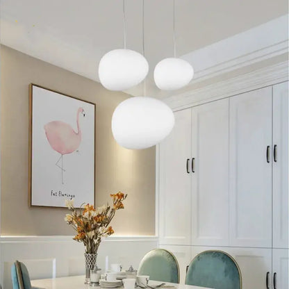 Modern white glass ball led pendant light dining room set