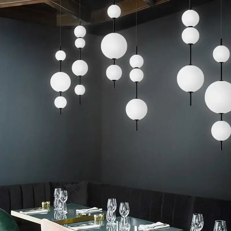 Modern white glass ball led pendant light – kitchen & dining room