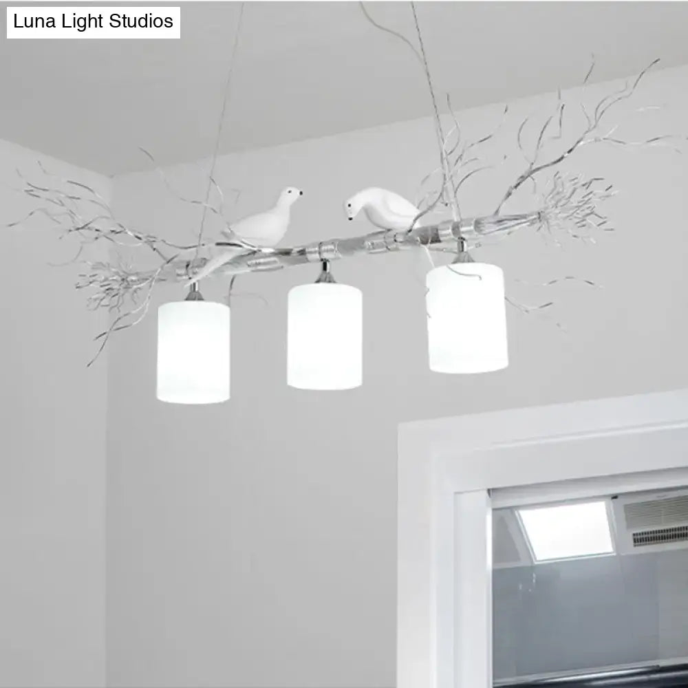 Modern white glass bird pendant light – kitchen ceiling island