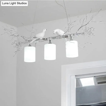 Modern white glass bird pendant light – kitchen ceiling island