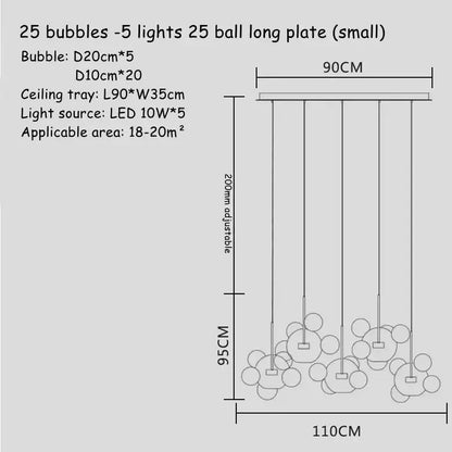Modern white glass bubble chandelier for living room atmosphere