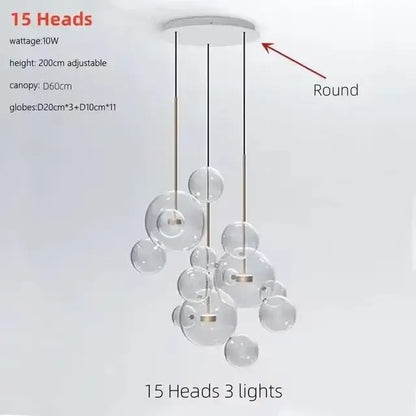 Modern white glass bubble chandelier for living room atmosphere