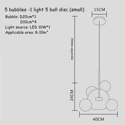 Modern white glass bubble chandelier for living room atmosphere