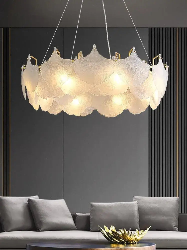 Modern white glass chandelier led circle pendant – dining room