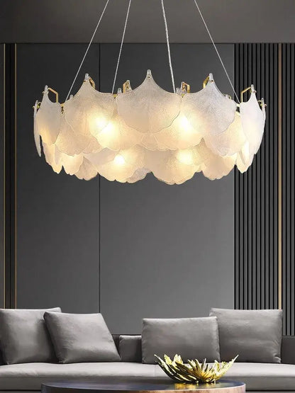 Modern white glass chandelier led circle pendant – dining room