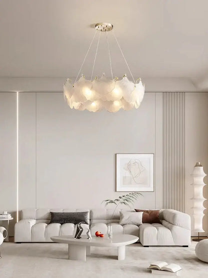 Modern white glass chandelier led circle pendant – dining room