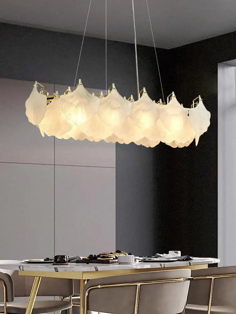 Modern white glass chandelier led circle pendant – dining room