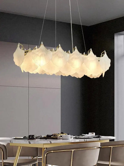 Modern white glass chandelier led circle pendant – dining room
