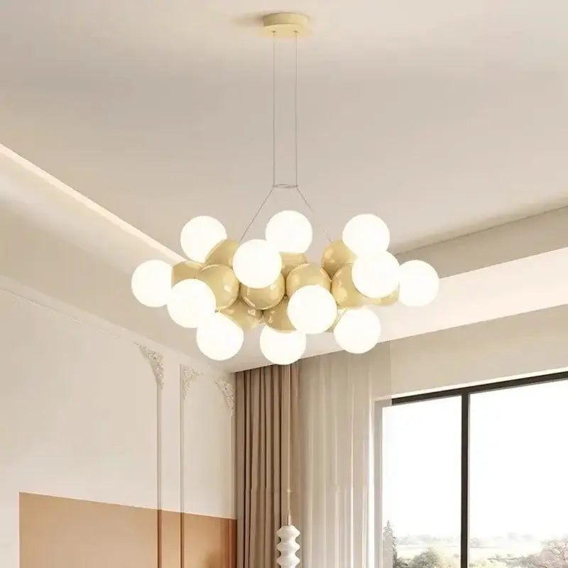 Modern white glass globe pendant light fixture dining room