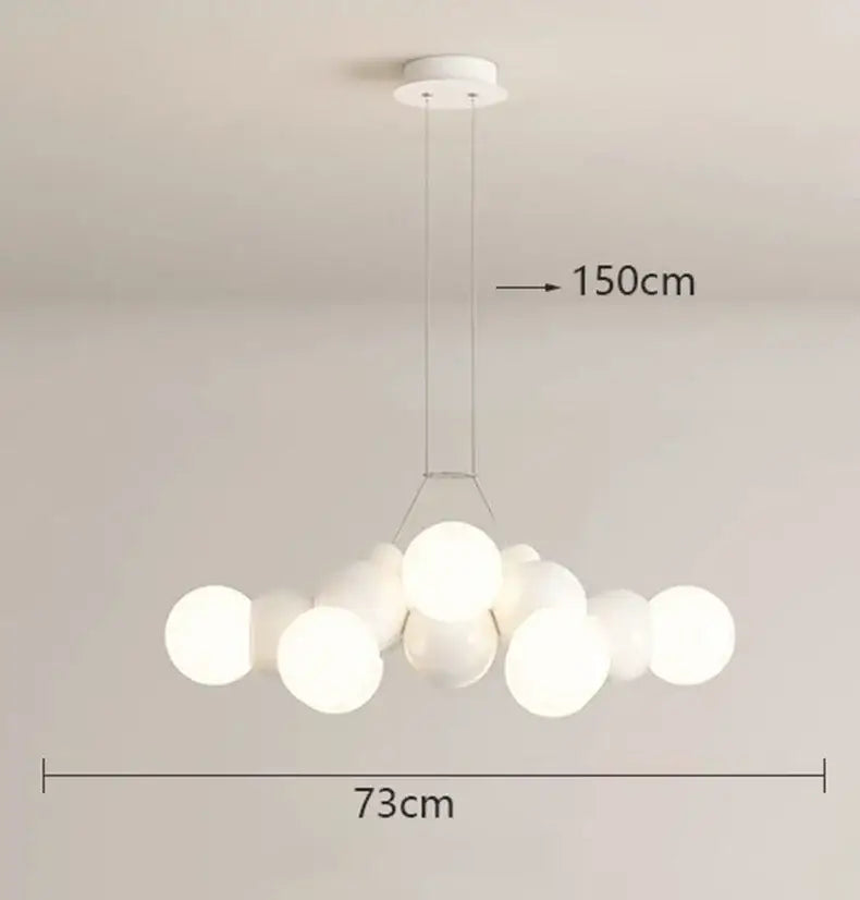 Modern white glass globe pendant light fixture dining room