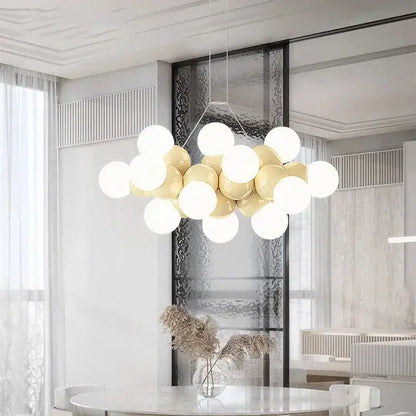 Modern white glass globe pendant light fixture for dining room